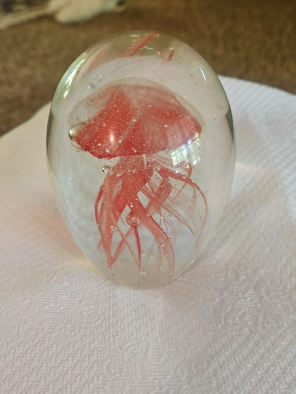 Murano Jellyfish Paperweight Glows In The Dark Some Wear See Pic